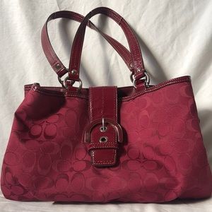 Authentic Bright Red Coach Cloth Purse